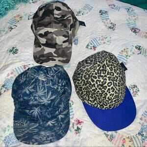 3 NEW HATS BASEBALL CAPS CAMO LEOPARD UNISEX
